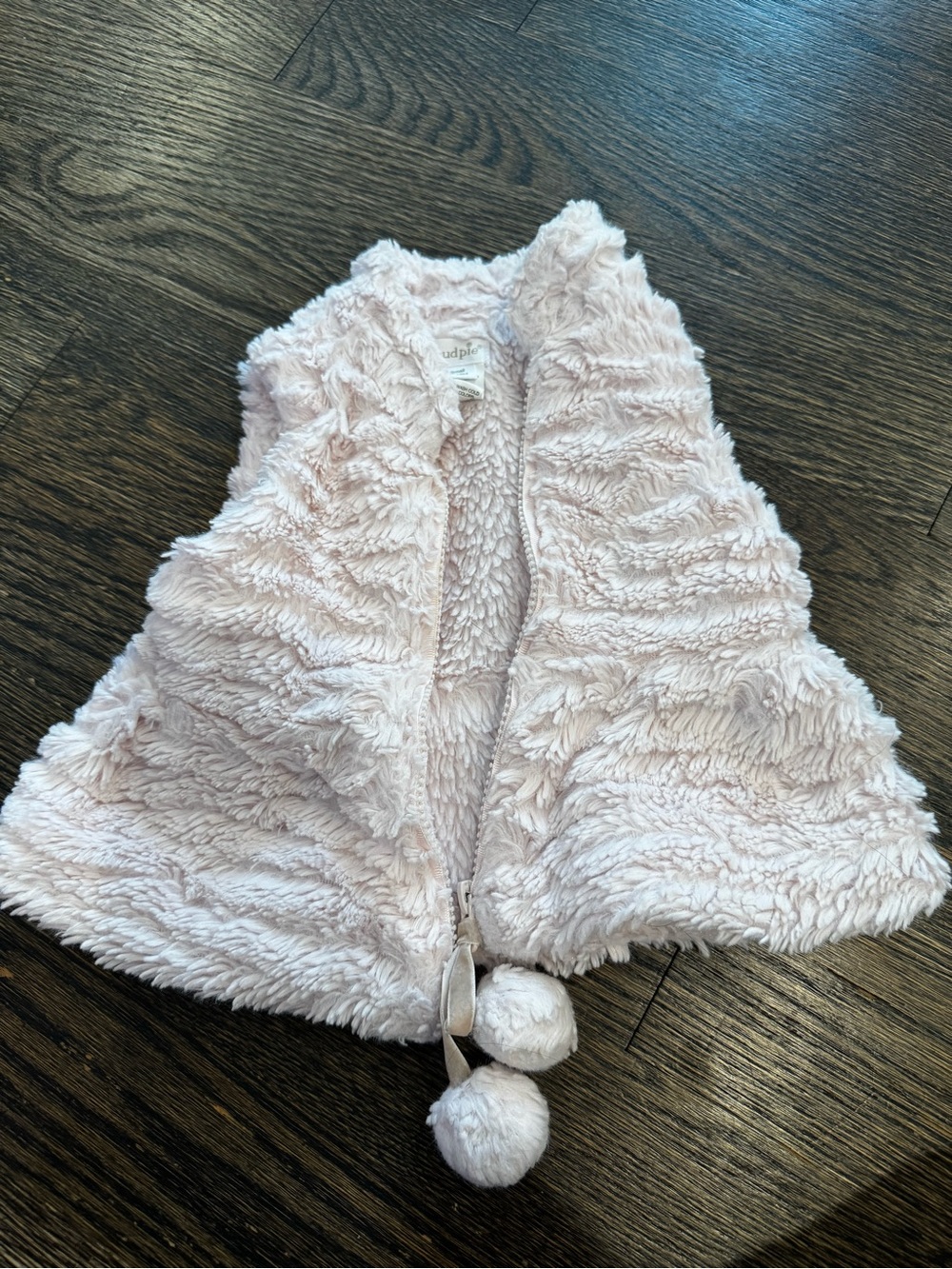 Mud Pie Plush Pom-Pom Vest in Pale Pink